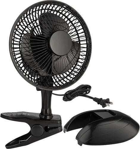 RamPro Escritorio portátil y ventilador de clip, ventiladores de 6 pulgadas, enchufe pequeño y silencioso, pequeño ventilador de refrigeración Negro