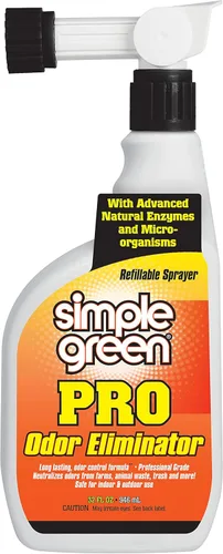 Simple Green Eliminador de olores profesional para exteriores, extremo de manguera de 32 onzas, limpiador enzimático de grado profesional y