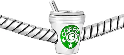 Miniatura 2 de KunBead Abalorios de taza de café para mujeres y niñas compatibles con pulseras Pandora, Cobre, vidrio