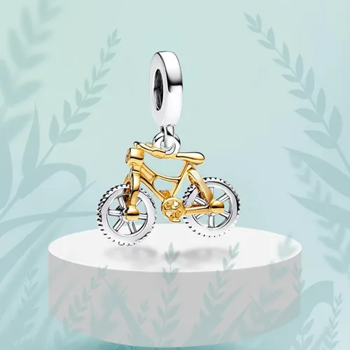 Miniatura 127 de Dijes de plata de ley 925 con diseño de oso dorado para mujer, pulseras y collares, regalos para familiares y amigos, 3 piezas/paquete