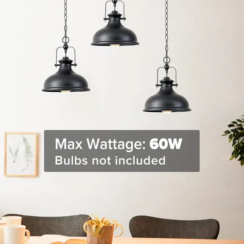 Miniatura 4 de GZBtech Lámpara colgante de cúpula industrial, cadena de metal ajustable de 1 luz, luz colgante de granja de 50.5 pulgadas, accesorio de iluminación
