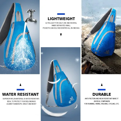 Miniatura 8 de Bolso de hombro WATERFLY, morrales, bolsos, mochilas triangulares cruzadas sobre el cuerpo, de soga, para senderismo o mochilas multiuso y bolsa