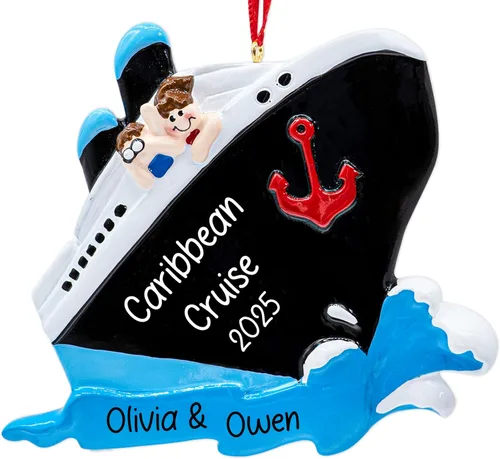 Miniatura 12 de Adorno de Navidad personalizado de crucero 2025 Decoración de árbol de Navidad de viaje de vacaciones de crucero – Regalo de recuerdo de carnaval