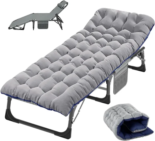 Miniatura 9 de Slsy Catre de camping plegable para adultos con almohadilla, catres de dormir portátiles acolchados, cama de campamento con bolsa de transporte