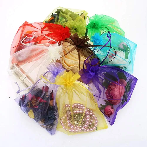 Miniatura 2 de Stratalife Bolsas de organza de malla transparente de 5 x 7 pulgadas con cordón para recuerdos de fiesta de boda, almacenamiento de joyas, 100