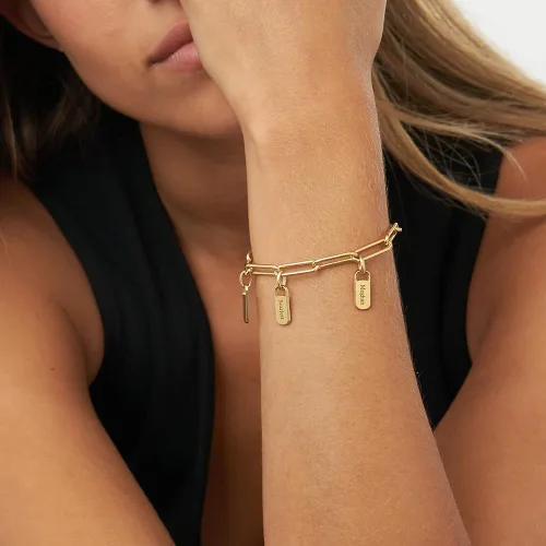 Miniatura 2 de MyNameNecklace Personalized Rory Bracelet with Custom Tag Charms - Diamond Option - by MYKA