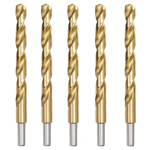 Miniatura 10 de DRILLFORCE (5 piezas) Brocas con revestimiento de titanio HSS de 25/64 pulgadas x 5-1/8 pulgadas, longitud Jobber, vástago recto, taladro de metal