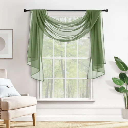 Miniatura 11 de MIULEE Cenefa Beige para Ventana para Fiesta - Cortina Transparente Cenefa Superior Tratamiento de Ventana Cortinas Decorativas para Arco de Boda