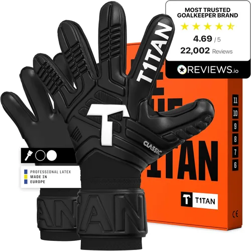 T1TAN Guantes de Portero Clásicos 1.0 White-Out - Sin Protección para los Dedos - Guantes de Portero de Fútbol para Adultos - Guantes Profesionales