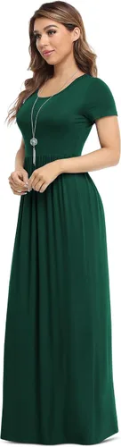 Miniatura 2 de VIISHOW - Vestidos largos para mujer, estilo casual, manga corta, con bolsillos