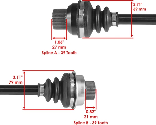 Miniatura 2 de Caltric Eje de transmisión del diferencial delantero y acopladores compatibles con Yamaha Grizzly 660 YFM660 2003-2008