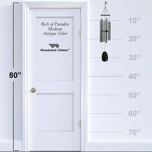 Miniatura 5 de Woodstock Chimes Signature Collection, Campanas del Paraíso, Plata Antigua 32", Campanillas de Viento de Diseños Decorativos para Exteriores, Patio