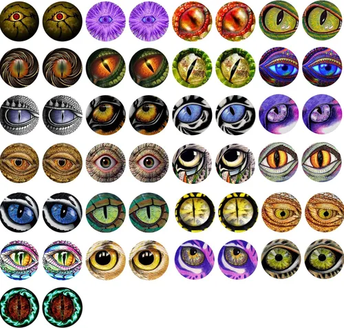 Miniatura 5 de Ojos de cabujón de cristal de ojos de dragón de 0.984 in, 50 unidades, para hacer muñecas de arcilla, esculturas, accesorios para manualidades
