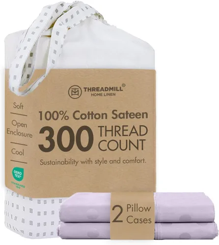 Miniatura 34 de Threadmill Home Linen Bedding - Juego de sábanas de 300 hilos, 100 % algodón, juego de cama de lujo, 4 piezas, tejido de satén suave, color blanco