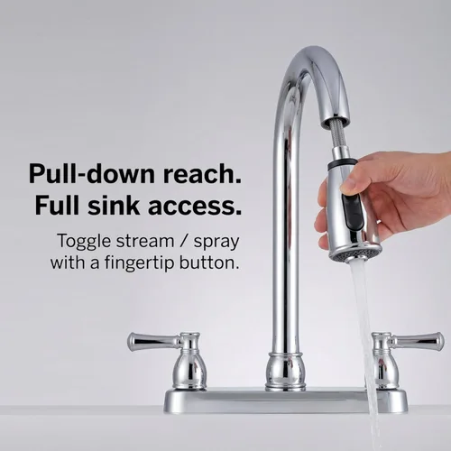 Miniatura 11 de Llave para fregadero de cocina Dura Faucet, llave de reemplazo no metálica con doble palanca para casas rodantes, caravana quinta rueda