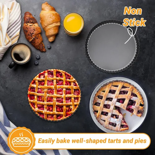 Miniatura 5 de Beasea Molde para Tartas de 9 Pulgadas con Fondo Desmontable, Molde Antiadherente para Tartas con Fondo Desmontable Molde Redondo para Pasteles