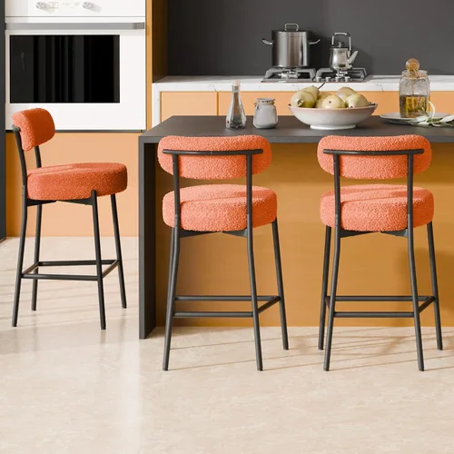 Miniatura 42 de Boucle - Juego de 2 taburetes de bar de altura de mostrador de 28 pulgadas, taburetes de bar modernos con asiento redondo de 4 pulgadas de grosor
