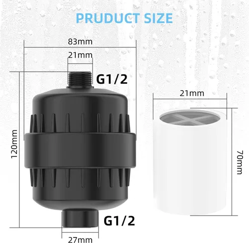 Miniatura 8 de Filtro de ducha negro para agua dura, filtro de ducha de 24 etapas con 4 cartuchos de filtro reemplazables que protege tu piel y cabello del cloro