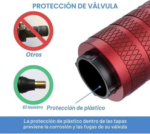 Miniatura 3 de Tapas de válvula de neumático, 4 unidadess/paquete, de aluminio anodizado tapa de válvula de neumático, resistente a la corrosión, cubiertas Rojo
