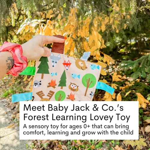 Miniatura 2 de Baby Jack & Co - Juguetes para bebés de 8 x 8 pulgadas, diseño de animales del bosque y la boca abajo, juguetes arrugados para desarrollar 5