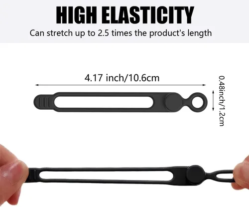 Miniatura 2 de 12 bridas de silicona para cables, envoltura elástica reutilizable, organizador de cables de datos y correas de gestión de cables, para cables