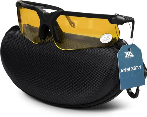 Xaegistac Gafas de disparo con estuche Gafas de seguridad antivaho para cazadores para adultos Amarillo