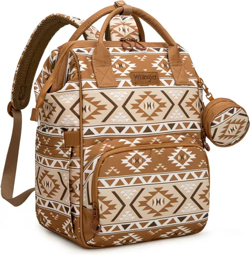 Miniatura 12 de Wrangler - Mochila Azteca Organizada, Mochila de Día, Bolsa de Viaje para Bebé con Correa para Cochecito y Bolsillos Laterales para Botellas, Angel