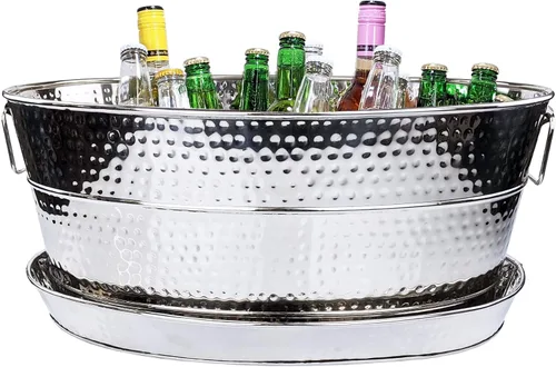 Miniatura 10 de BREKX Aspen Tina Galvanizada, Enfriador de Hielo y Bebidas de Metal con Acabado de Cobre para Fiestas, Enfriador de Fiestas Sellado Resistente a