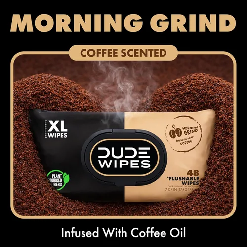 Miniatura 2 de DUDE Wipes Morning Grind Toallitas desechables – Toallitas húmedas extragrandes con aroma a café para adultos, paquete de 3 (144 unidades)