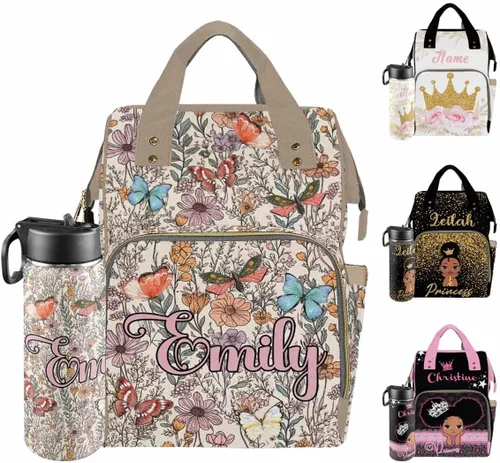 Miniatura 18 de Mochilas personalizadas con nombre personalizado para bebé, bolsa de pañales con monograma con bolsillos térmicos para adultos y niños, impermeable