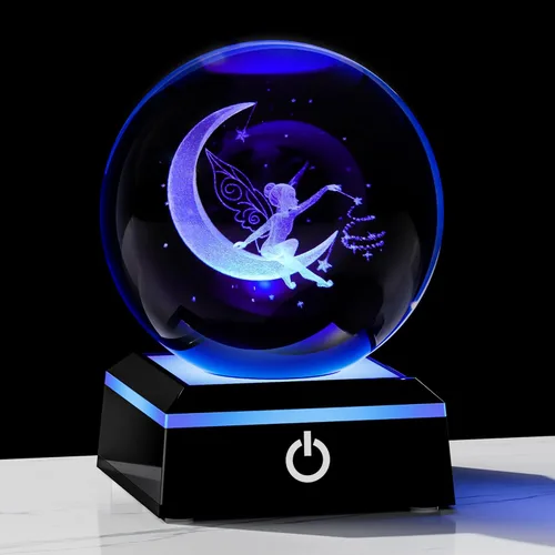 Miniatura 11 de Qianwei Lámpara de Medusa para Mujeres Bola de Cristal 3D 3.14'' - 80mm Láser Medusa Decoración de Vidrio Animales Lámpara Nocturna Regalos Figuras