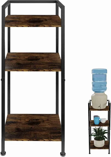 Miniatura 8 de Soporte dispensador de agua de 5 galones, soporte para jarra de agua de 3 niveles de 32 pulgadas, de metal con soporte para jarra de madera