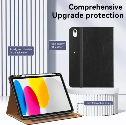 Miniatura 7 de Funda OKP para iPad de 11 pulgadas (A16) 2025 / 10ª Generación 2022, para iPad 11ª / 10ª de 10.9 pulgadas con funda de cuero PU de visualización