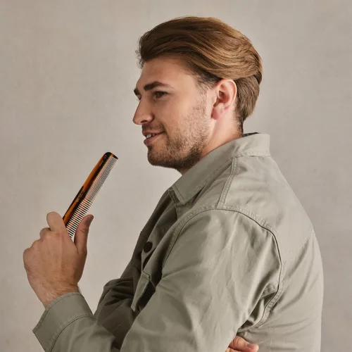 Miniatura 7 de Kent 9T Peine de dientes finos y dientes anchos de caparazón de tortuga - Gran peine de vestir de cabello fino hecho a mano y cortado con sierra