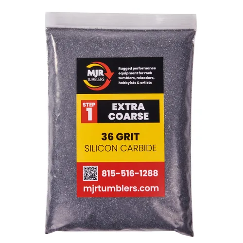 Miniatura 15 de 5 libras de grano de pulido de roca de carburo de silicio grueso MJR Tumblers Premium 60/90 para el paso/etapa 1, MJR Tumblers es una empresa