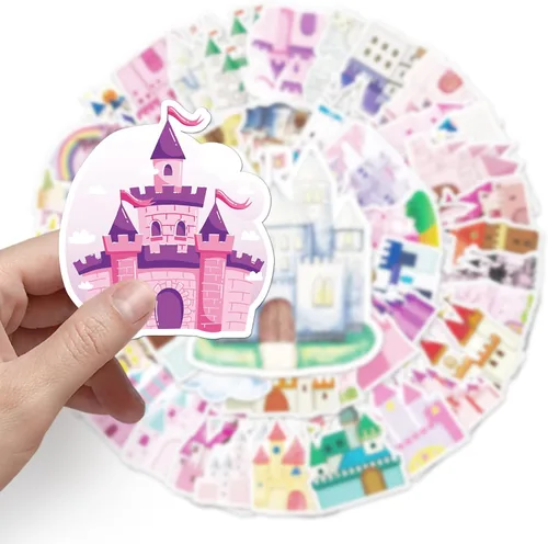 Adhesivo de castillo de ensueño para niños, niñas, adolescentes, niños, calcomanías románticas de cuento de hadas, calcomanías para laptop,
