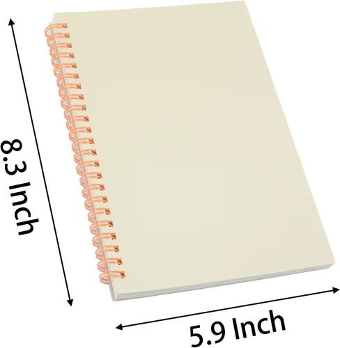 Miniatura 2 de Yansanido Cuaderno de espiral, 6 unidades, tamaño A5, tapa dura de plástico grueso blanco de 0.276 in, 80 hojas, 160 páginas para estudio y notas
