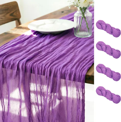 Miniatura 35 de LINXTAR Camino de mesa de gasa verde esmeralda de 160 pulgadas, 14 pies, gasa de verano, bohemio, camino de mesa para boda, fiesta de té, baby