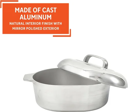 Miniatura 4 de IMUSA Asador ovalado de aluminio fundido Cajun de 11 pulgadas de alto con tapa