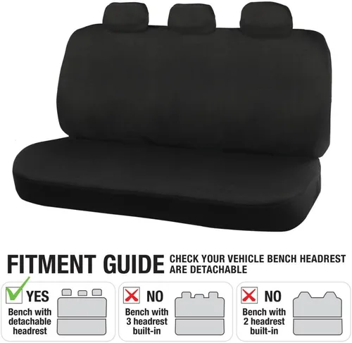 Miniatura 3 de BDK PolyPro - Juego completo de fundas para asiento de automóvil, protección de banco dividido delantero y trasero, incluye 4 alfombrillas metálicas