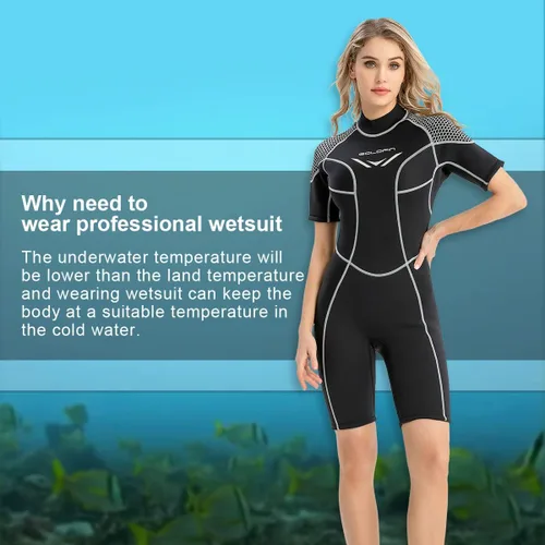 Miniatura 2 de GoldFin Traje de neopreno corto para mujer, 0.118 in, con cremallera trasera, para surf, buceo, natación, esnórquel