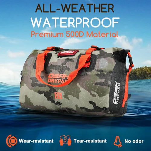 Miniatura 4 de OSAH DRYPAK Bolsa de lona impermeable – Bolsa seca para motocicleta con gran espacio de almacenamiento, bolsas de equipaje impermeables con bolsillo