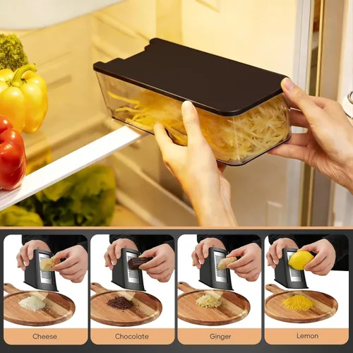 Miniatura 5 de ONCE FOR ALL Safe Mandoline Slicer Pro, 4ª generación, cortador de verduras de grosor ajustable para cocina, picadora de alimentos con contenedor