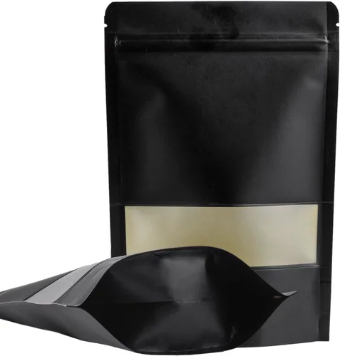 Miniatura 9 de Allinclusive Bolsas resellables a prueba de olores, con cierre hermético negro, con muesca de desgarro para ventana mate, para carne seca