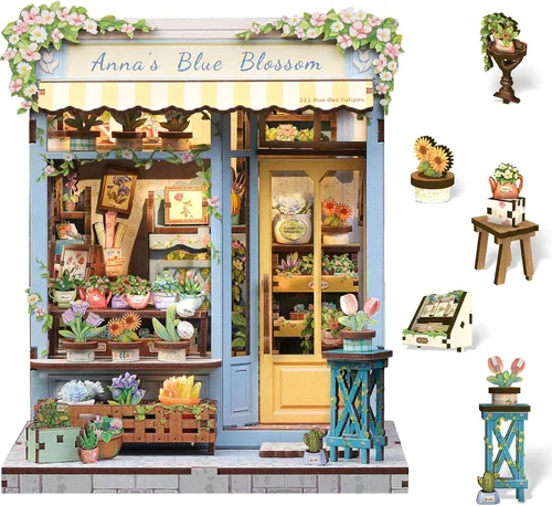 Cutefun - Kit de rincón de libros - Kit de casa en miniatura DIY para adultos y adolescentes, kit de rompecabezas de madera 3D en miniatura con LED,