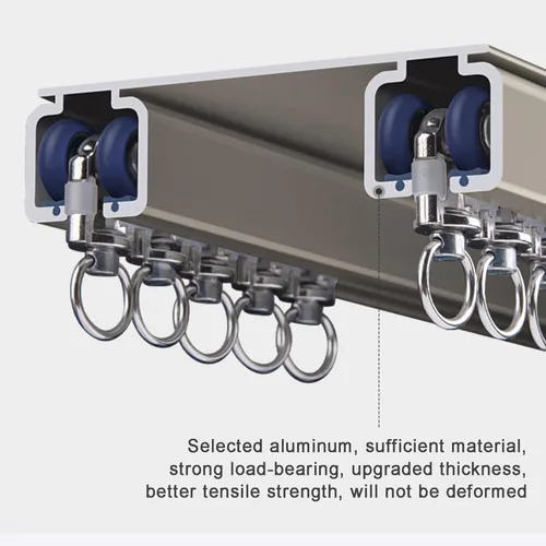 Miniatura 4 de Sistema de riel de cortina de techo, rieles dobles para cortinas y cortinas, riel deslizante de aluminio para divisores de habitación en sala