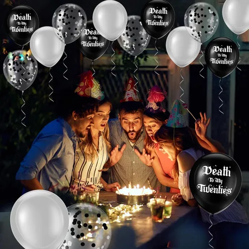 Miniatura 7 de Sanwuta 100 globos rasgados de cumpleaños de 12 pulgadas para hombres, mujeres y mujeres, decoraciones de cumpleaños