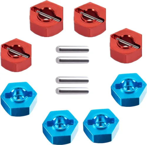 Miniatura 3 de Juego de 8 unidades de aluminio de 0.472 in de rueda hexagonal, adaptador de 0.197 in de grosor con pines de 0.079 x 0.394 in para Redcat Axial HSP