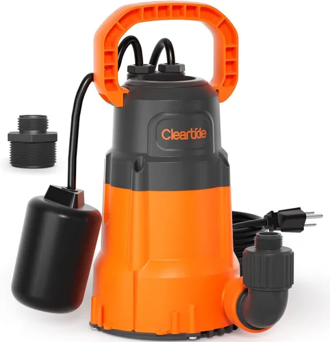 Miniatura 10 de Cleartide Bomba de Sumidero Sumergible, Sensor de Agua Inteligente Auto Encendido/Apagado, Modo Manual/Automático, Bomba de Agua de Utilidad