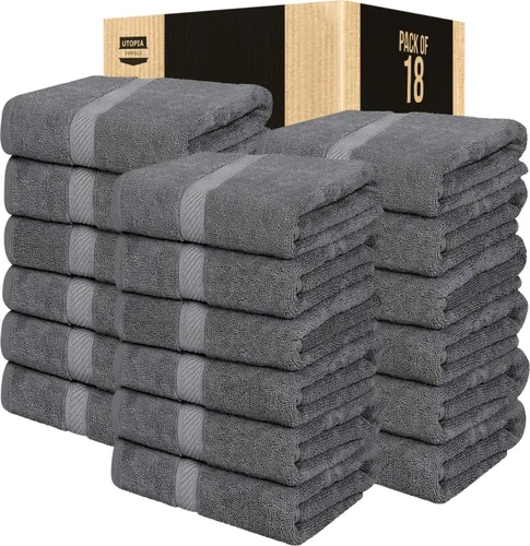 Miniatura 22 de Utopia Towels Juego de 6 toallas de baño (24 x 48 pulgadas), 100% algodón hilado en anillo de 500 GSM, medianas, ligeras y altamente absorbentes